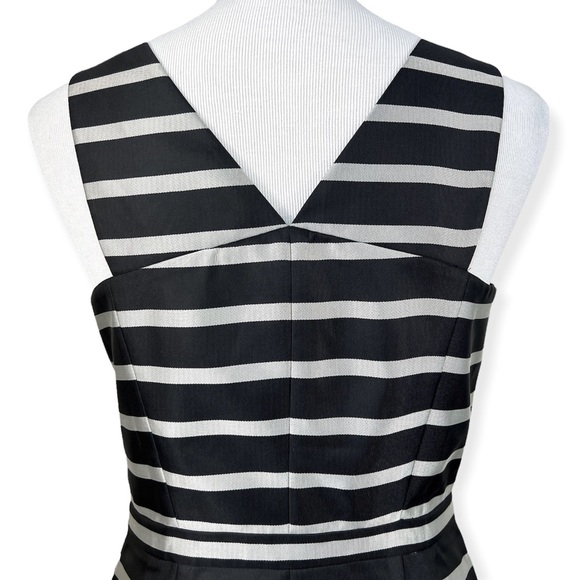 J. Crew Factory Metallic Jacquard Stripe Sleeveless Dress Pockets Black Silver - Picture 5 of 14